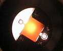 e-Beam heater with sample glowing orange
